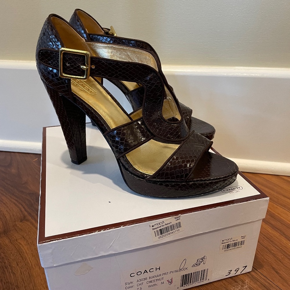 Coach Ivanah Heels size 7 1/2 Chestnut Brown